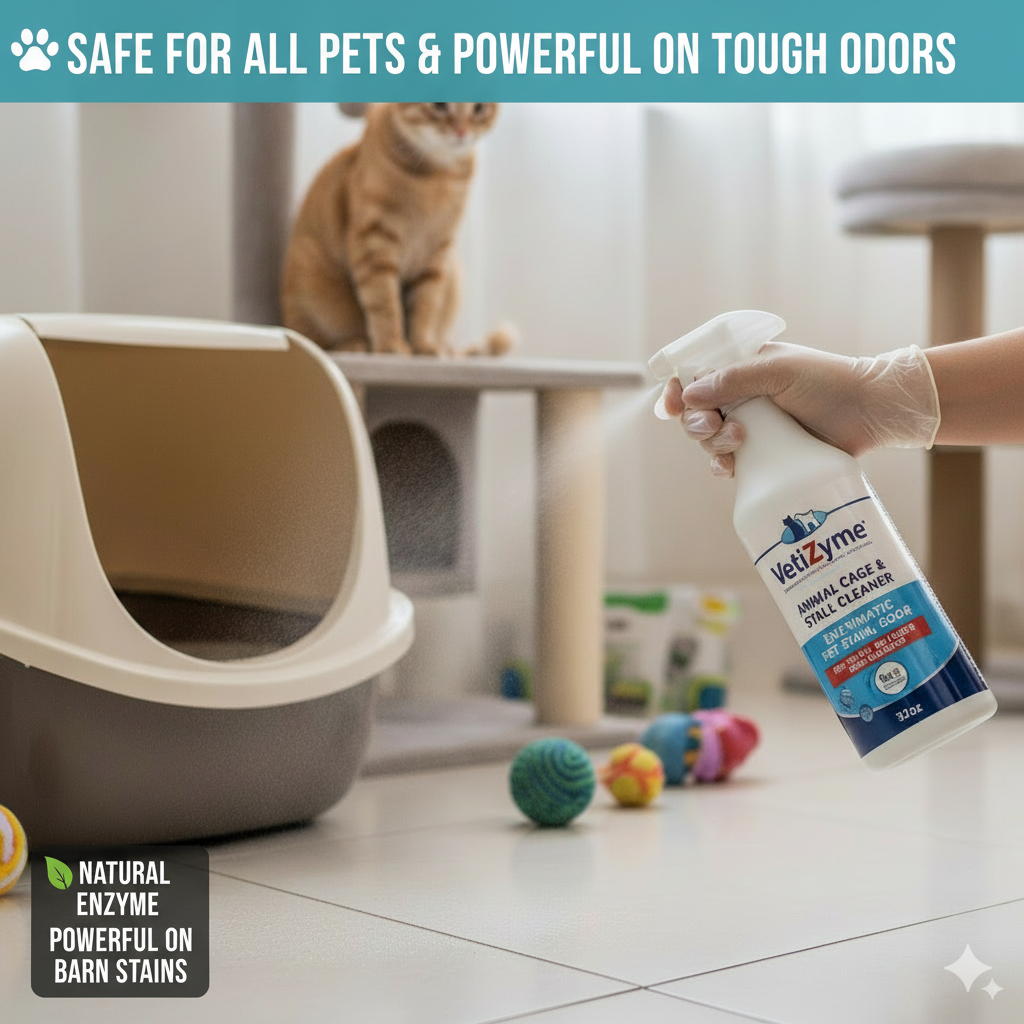 š¾ VetiZyme⢠Animal Cage & Stall Cleaner - Enzyme-Powered ⢠Multi-Action ⢠Truly Non-Toxic