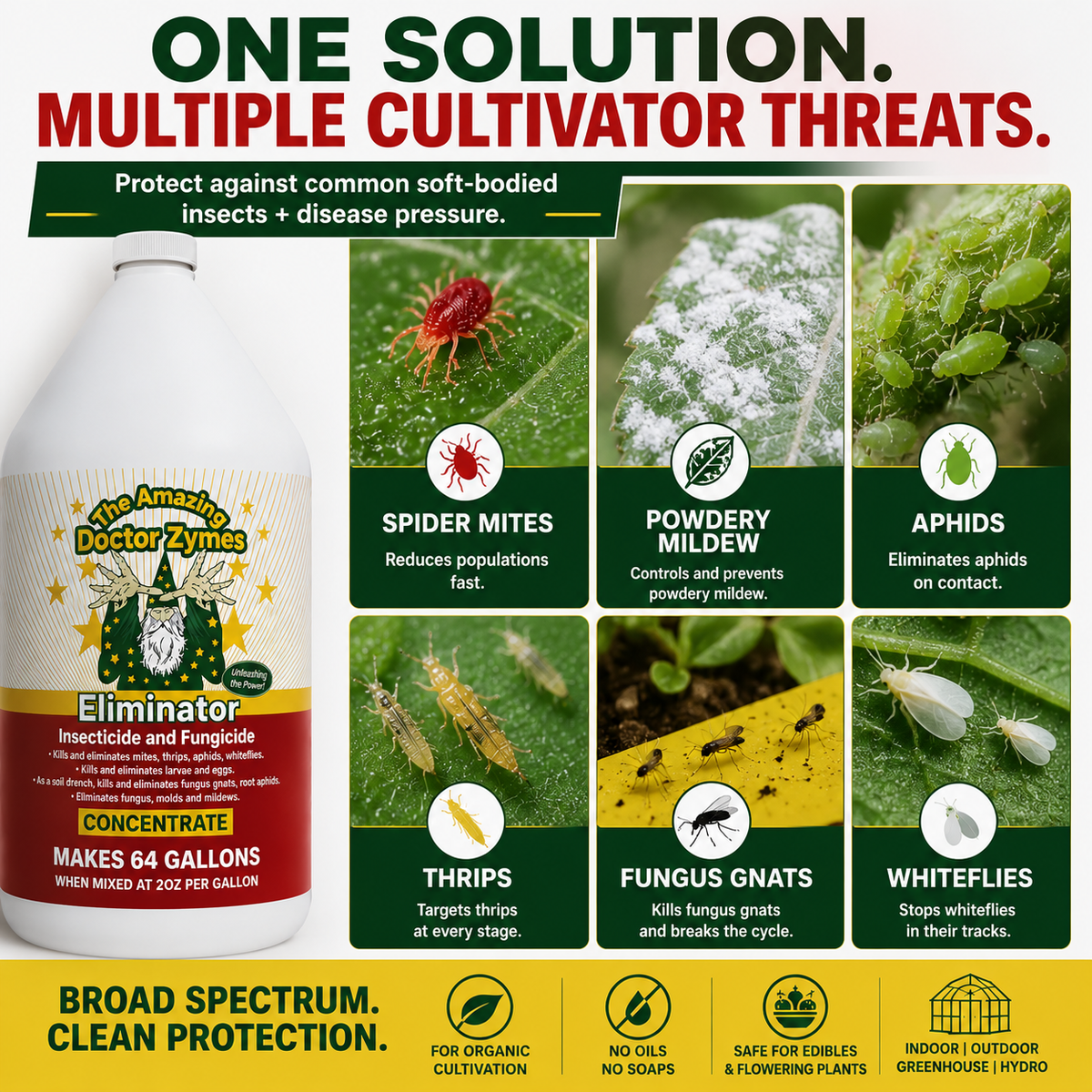 ELIMINATOR INSECTICIDE & FUNGICIDE - 100% Natural, All-In-One, Eliminate & Prevent Pests, Mildew, Fungus, Mold, & Garden Disease - Stop Losing Plants to Pests & Disease.