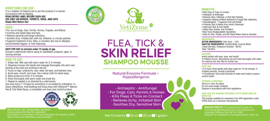 🐾 VetiZyme™ Flea, Tick & Skin Relief Shampoo Mousse – Enzyme-Powered Protection & Comfort