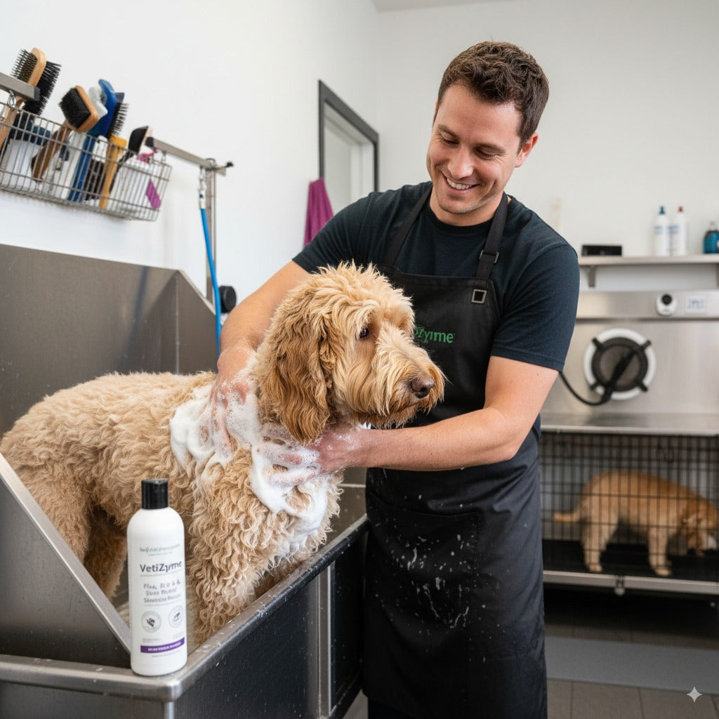 🐾 VetiZyme™ Flea, Tick & Skin Relief Shampoo Mousse – Enzyme-Powered Protection & Comfort