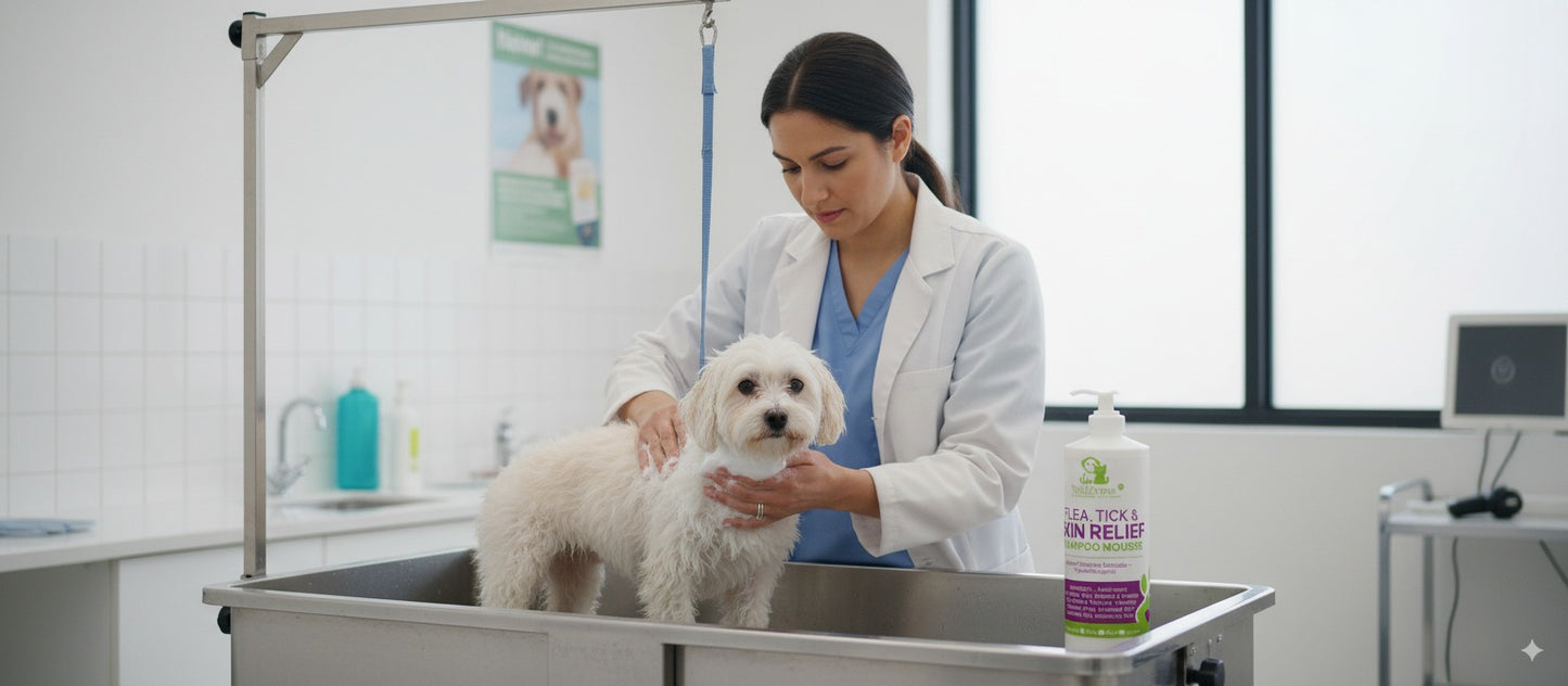 🐾 VetiZyme™ Flea, Tick & Skin Relief Shampoo Mousse – Enzyme-Powered Protection & Comfort