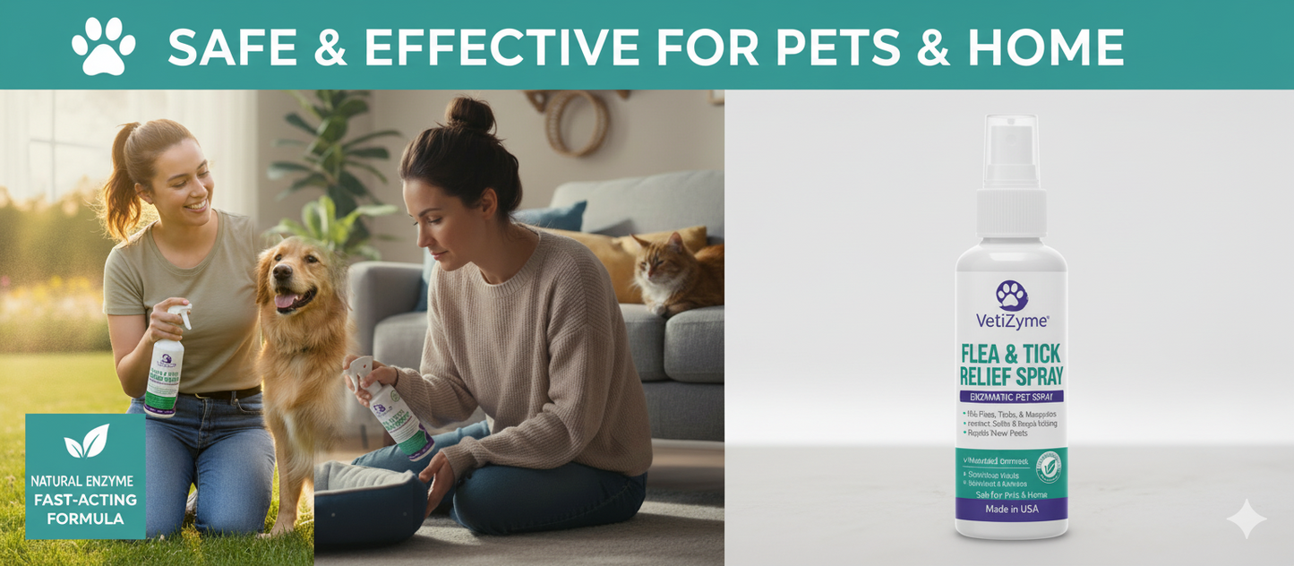 š¾ VetiZyme⢠Natural Flea & Tick Relief Spray ā Safe, Enzyme-Powered Pest Protection