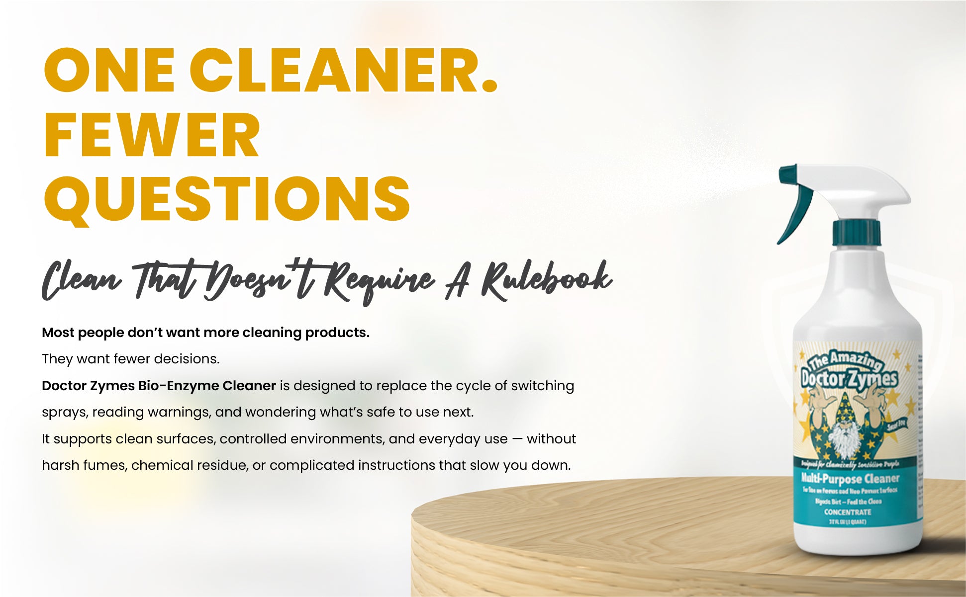 Multi-Purpose Cleaner - 100% Natural Powered By Enzymes - Cleans, Disinfect and Sanitize All Surfaces - Germs, Bacteria, Mold, Mildew, Dirt, Grease & Grime - Replace Multiple Bottles - HUGE Savings!