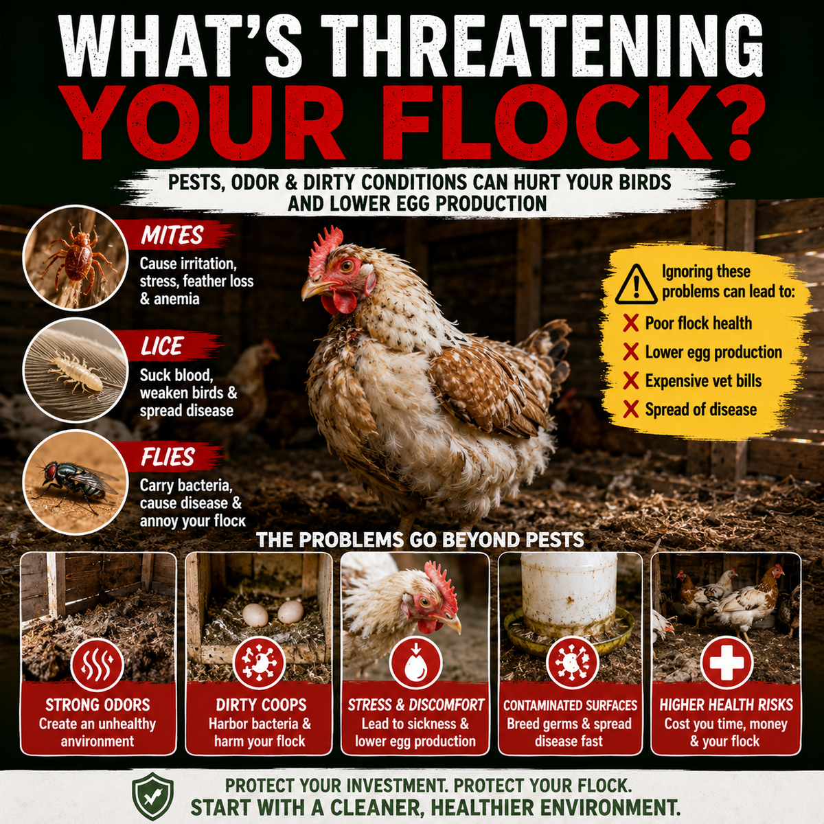 100% Natural Poultry Guard - Eliminate & Prevent Mites, Lice, Parasites, & Harmful Pathogens FAST Without Harsh Chemicals + Protect Your Flock Health & Boost Egg Production (Save Up to 25% in Bulk)