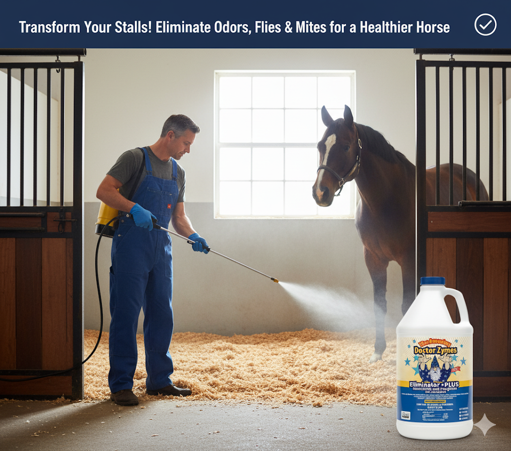 Healthier Livestock. Cleaner Facilities. Zero Residue. Eliminator +PLUS Insecticide - A Complete Eco-Biosecurity System Designed To Eliminate Pests, Disease Pressure, And Contamination Across Air, Surface, And Animal Environments — Safely Without Residue.