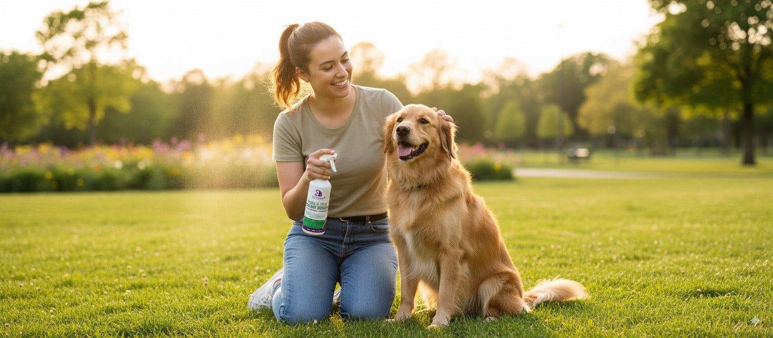 🐾 VetiZyme™ Natural Flea & Tick Relief Spray – Safe, Enzyme-Powered Pest Protection