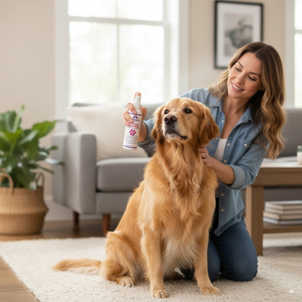 🐾 VetiZyme™ Skin & Coat Relief Spray – Enzyme Powered Soothing & Anti-Itch Care